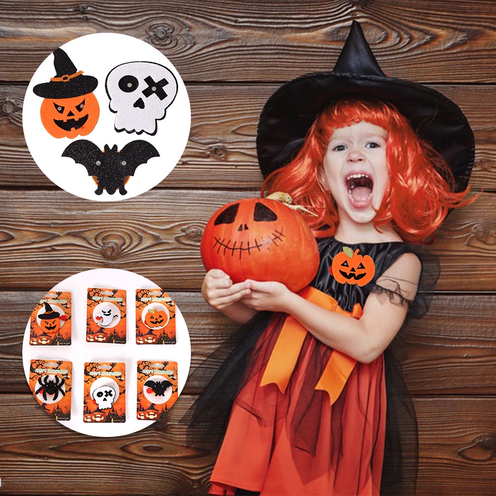 Ghim Cài Áo Hình Bộ Xương Quả Bí Ngô Nhện Trang Trí Halloween Độc Đáo Cho Bé