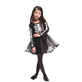 VÁY XƯƠNG TRẮNG NỀN ĐEN TAY DÀI #thoitrangnu#halloween#hoatrang#quanao#vaydam#cosplay