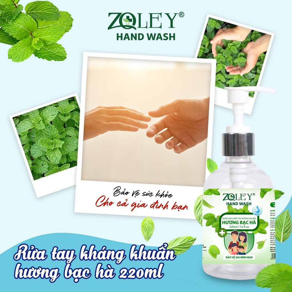 Nước Rửa Tay Khô Zoley Hương Bạc Hà Chai 220ml | BigBuy360 - bigbuy360.vn