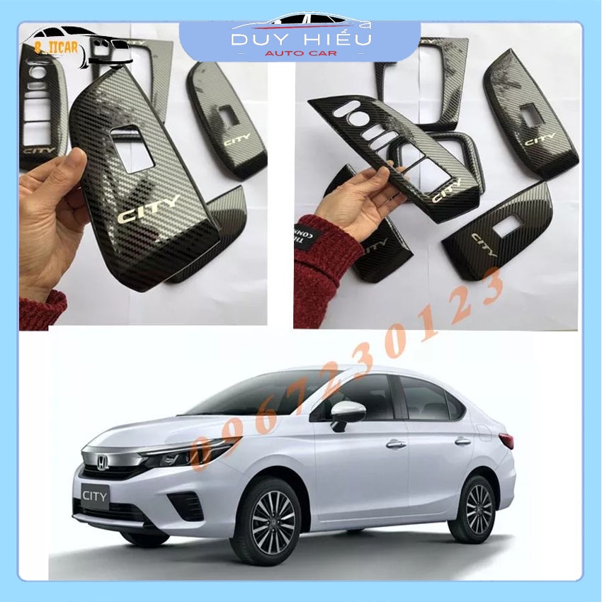 Ốp nội thất vân cacbon cho xe Honda city đời 2021-2022 bộ 5 chi tiết chuẩn form