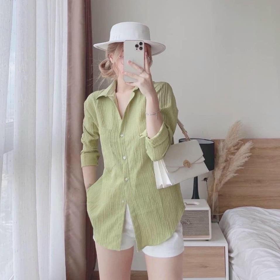Áo Sơ Mi Nữ Form Rộng Công Sở Dài Tay Đi Học Kiểu Dáng Hàn Quốc Cao Cấp, Chất Liệu Vải Đũi Gân Nhẹ Mát Nhiều Màu A250