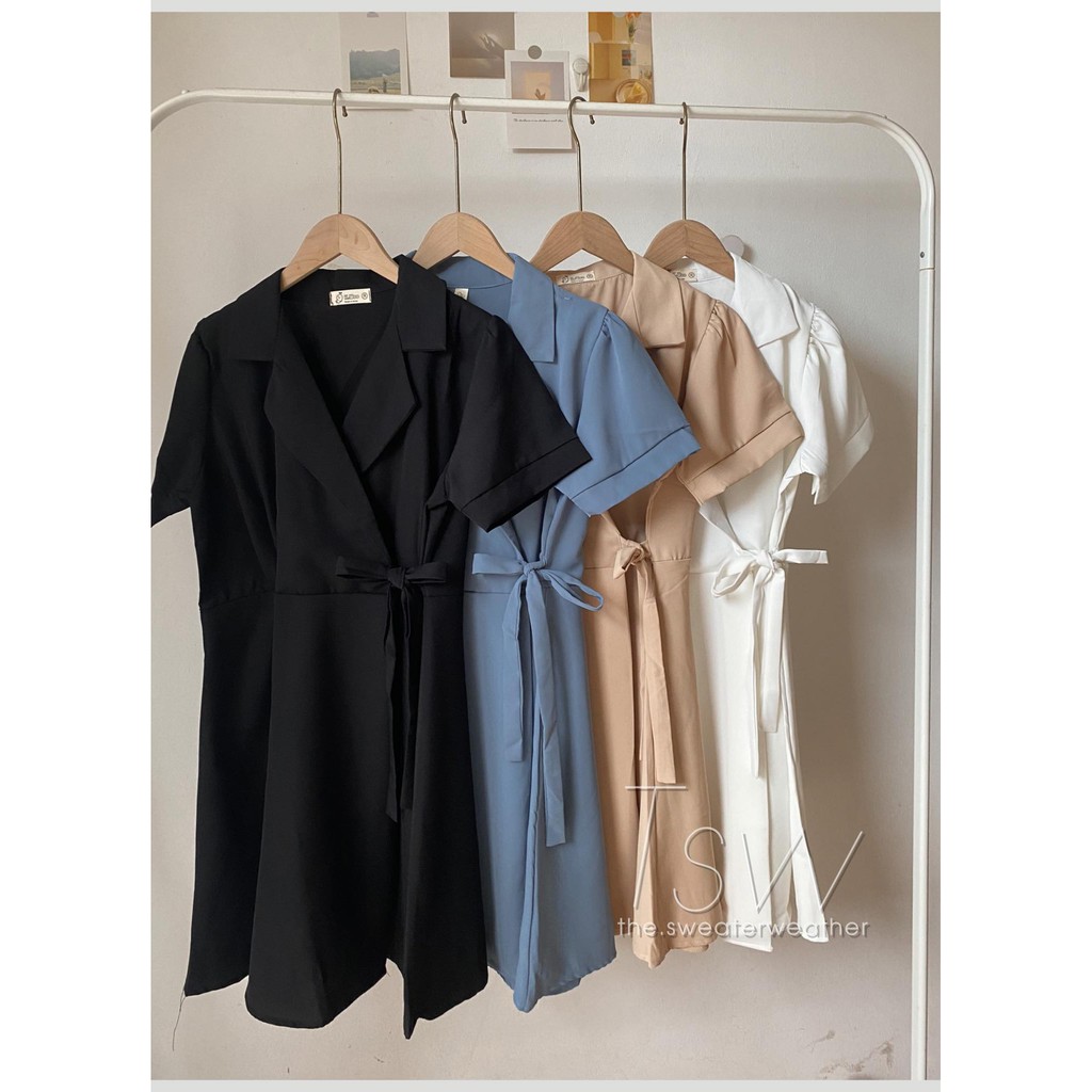 Váy cổ vest buộc vạt chéo tôn dáng (Ảnh thật) | BigBuy360 - bigbuy360.vn
