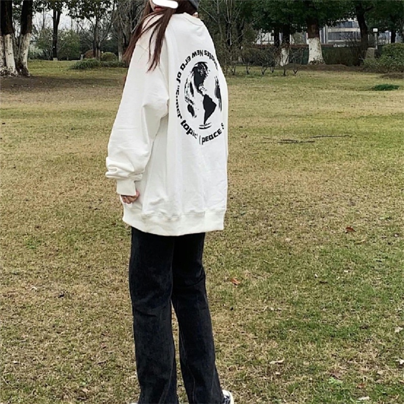 NRVP Áo Hoodie Dáng Rộng Thời Trang Hàn Quốc Đơn Giản Cá Tính Cho Nữ