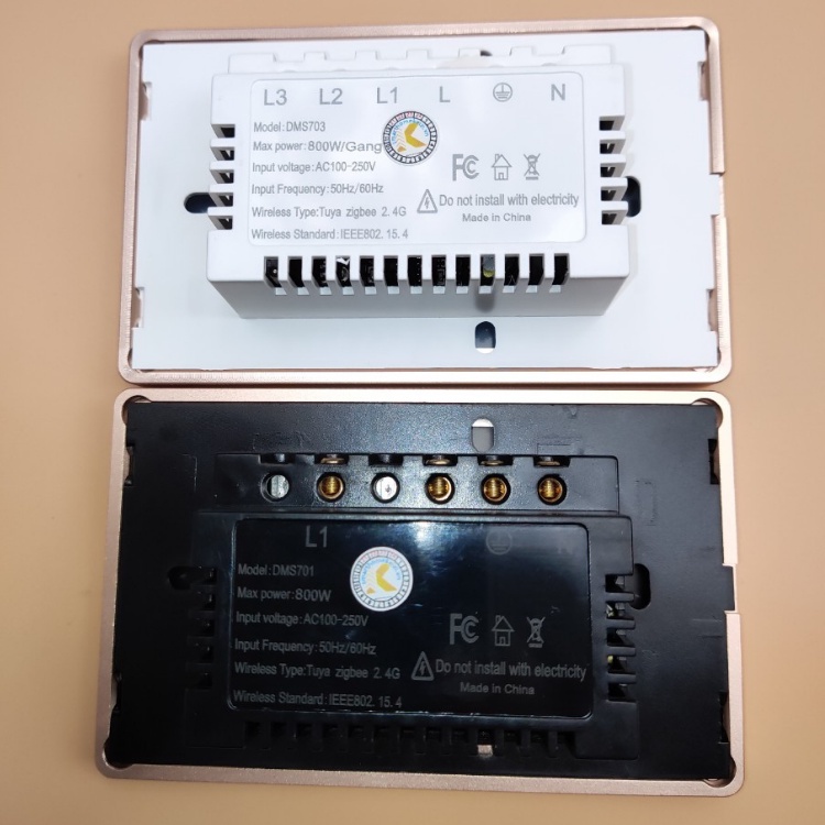 Công tắc cảm ứng thông minh Tuya Smartlife mẫu mới viền nhôm mặt kính 2.5D kết nối Wifi / Zigbee