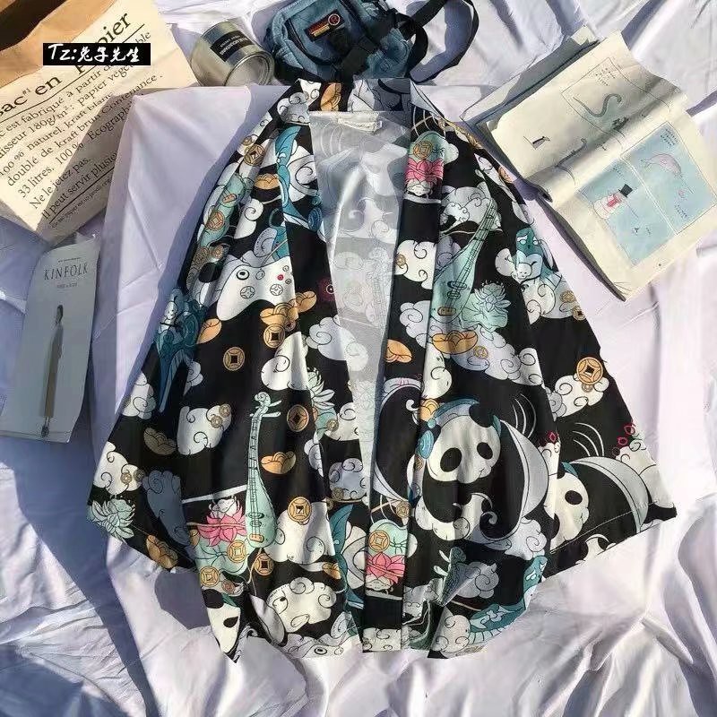 Men's Short Sleeve Shirt With Cool Panda Print