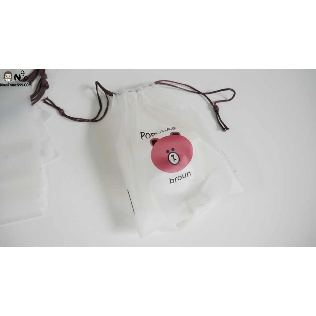 Túi đựng khẩu trang nhựa trong suốt kích thước 16x20cm hình gấu và mèo dễ thương tiện lợi