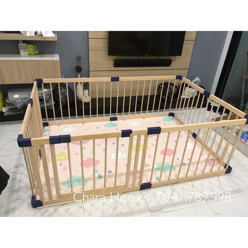 Quây gỗ thông cao cấp Jolly Baby Kích thước 1m4x1m8,1m5x1m8,1m4x2m1