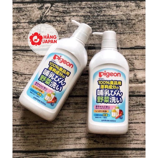 Nước rửa bình sữa, rau củ Pigeon Nhật Bản chai 800ml / túi 700ml hàng chính hãng