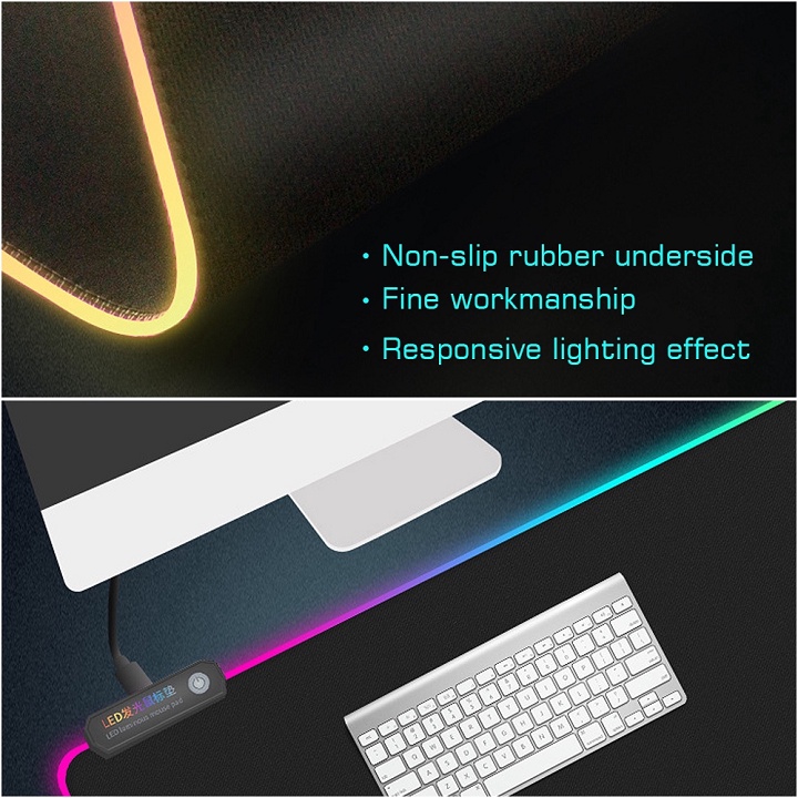 Lót chuột 25x30cm và 80x30cm dày 4mm tích hợp Led RGB FGD-02