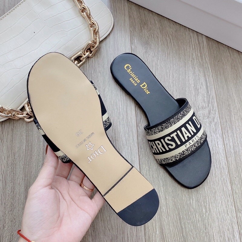 Dép nữ thời trang. Dép lê DIOR cao cấp da mềm hàng đẹp