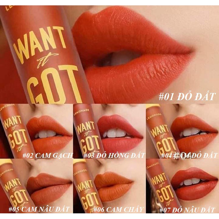 Combo 2 Son Kem Lì Nhẹ Môi Lemonade Want It Got It Lipcream 5gx2