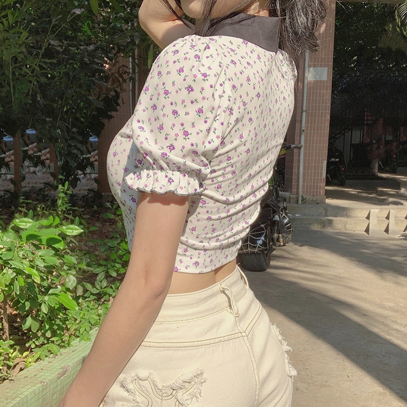 Áo Thun Tay Ngắn In Hoa Thời Trang Nữ Tính