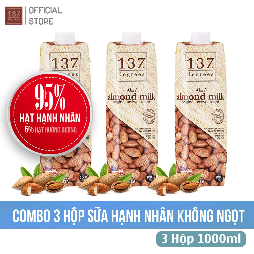 Combo 3 Hộp Sữa Hạt nguyên chất ÓC CHÓ - HẠNH NHÂN - HẠT DẺ - 3 Hộp 1000ml