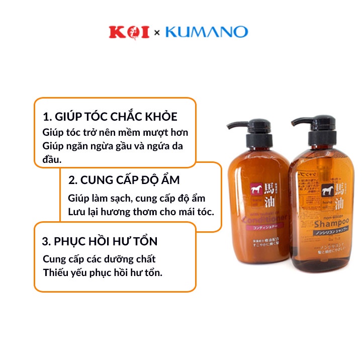 Bộ gội xả chiết xuất dầu ngựa Kumano Cosme Station Horse Oil 600ml