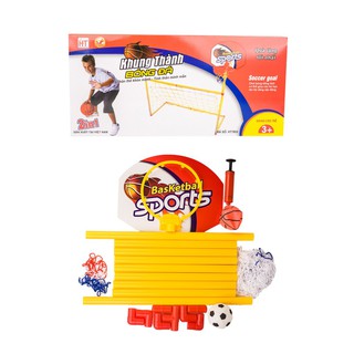 Khung thành bóng đá và giá treo bóng rổ cho bé HT7803