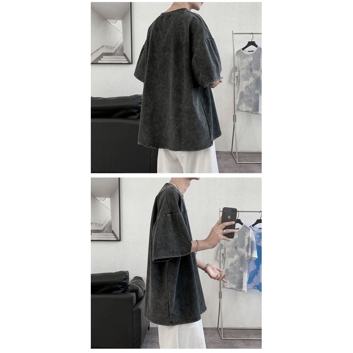 Áo Thun Tay Ngắn Dáng Rộng Họa Tiết Độc Đáo Phong Cách Hồng Kông Thời Trang Cá Tính Cho Nam