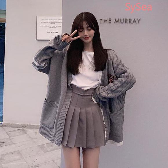 Áo Khoác Cardigan Dệt Kim Tay Dài Dáng Rộng Thời Trang Mùa Đông Cho Nữ
