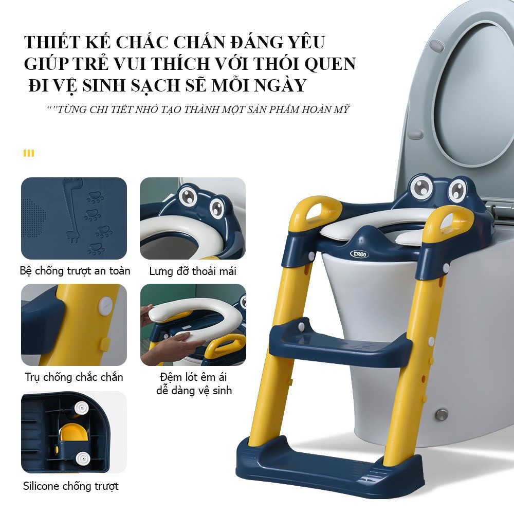Thang bô vệ sinh Ergo có nắp thu nhỏ bồn cầu gấp gọn tiện lợi dùng cho bé trai và bé gái có sẵn tay vịn đi kèm