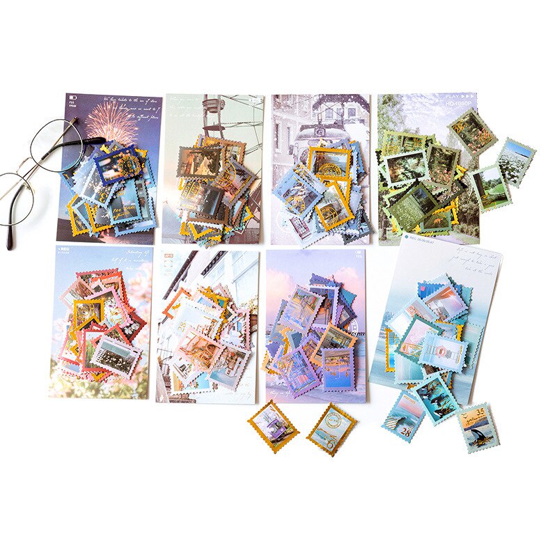 Set 40 tem dán trang trí sổ lưu niệm/đồ thủ công phong cách vintage