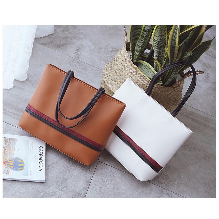 Túi xách nữ chất da đẹp hai viền kẻ