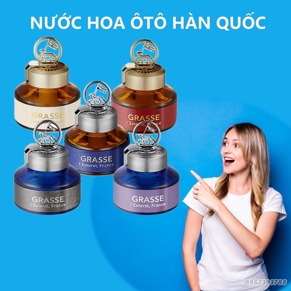 Nước hoa xe hơi Hàn Quốc cao cấp Grasse 100% dầu thơm Pháp , chai 110ml