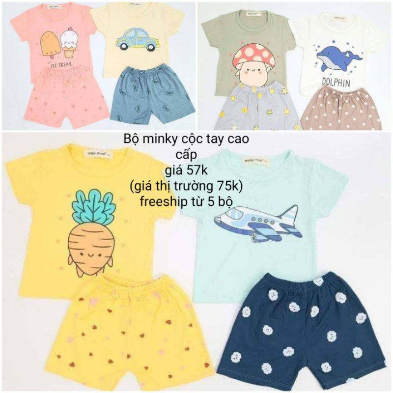 ⚡⚡⚡Đồ bộ bé trai, bé gái minky mom big họa tiết cotton thun lạnh 100% dày dặn nhưng mát mẻ mùa hè