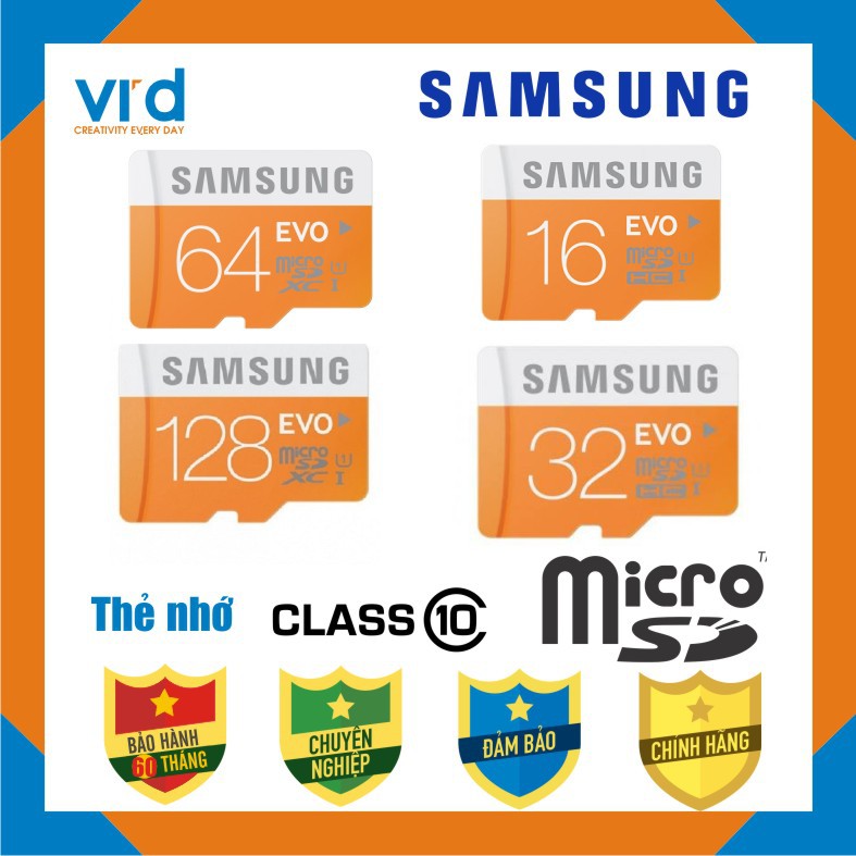 Thẻ nhớ SamSung Micro SDXC UHS-1 Card 128GB, 64GB, 32GB, 16GB - Bảo hành 5 năm