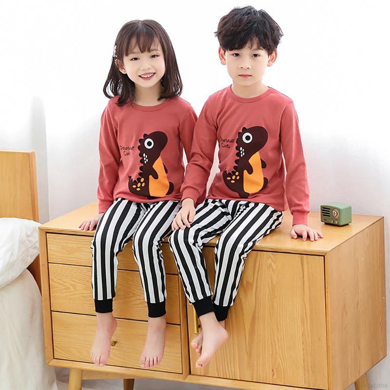 Set áo thun tay dài + Quần mặc nhà cho bé trai và bé gái 2-10 tuổi