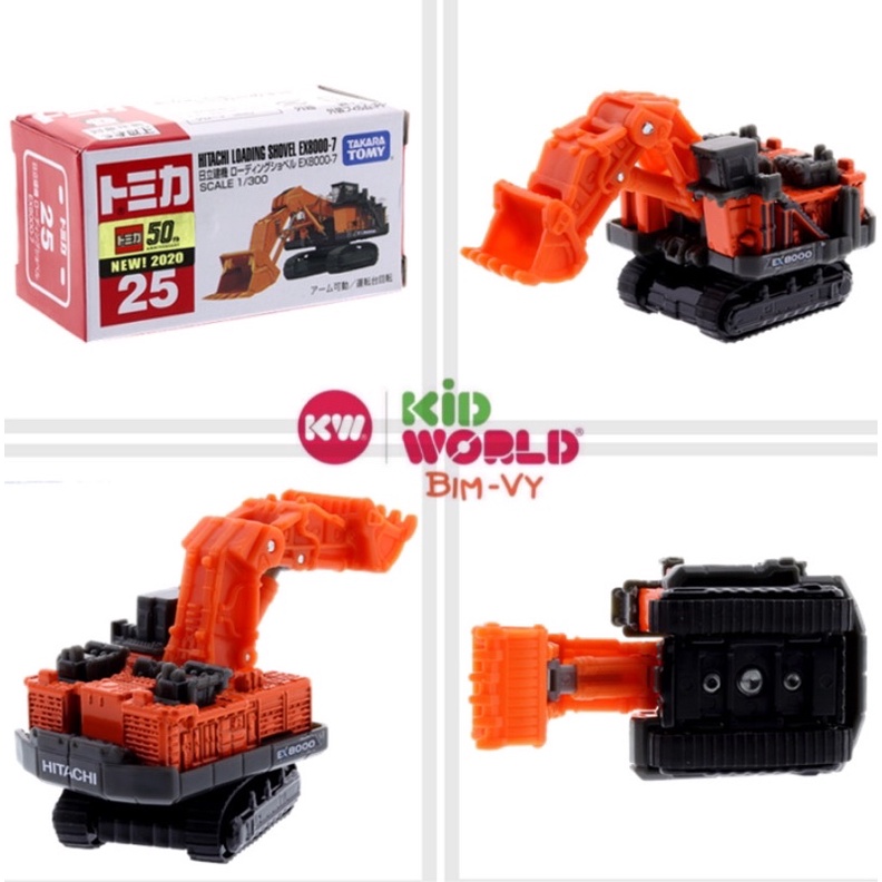 Xe mô hình Tomica Box Tải cần cẩu Hitachi Loading Shovel EX8000-7. MS: 834. Tỷ lệ 1:300.