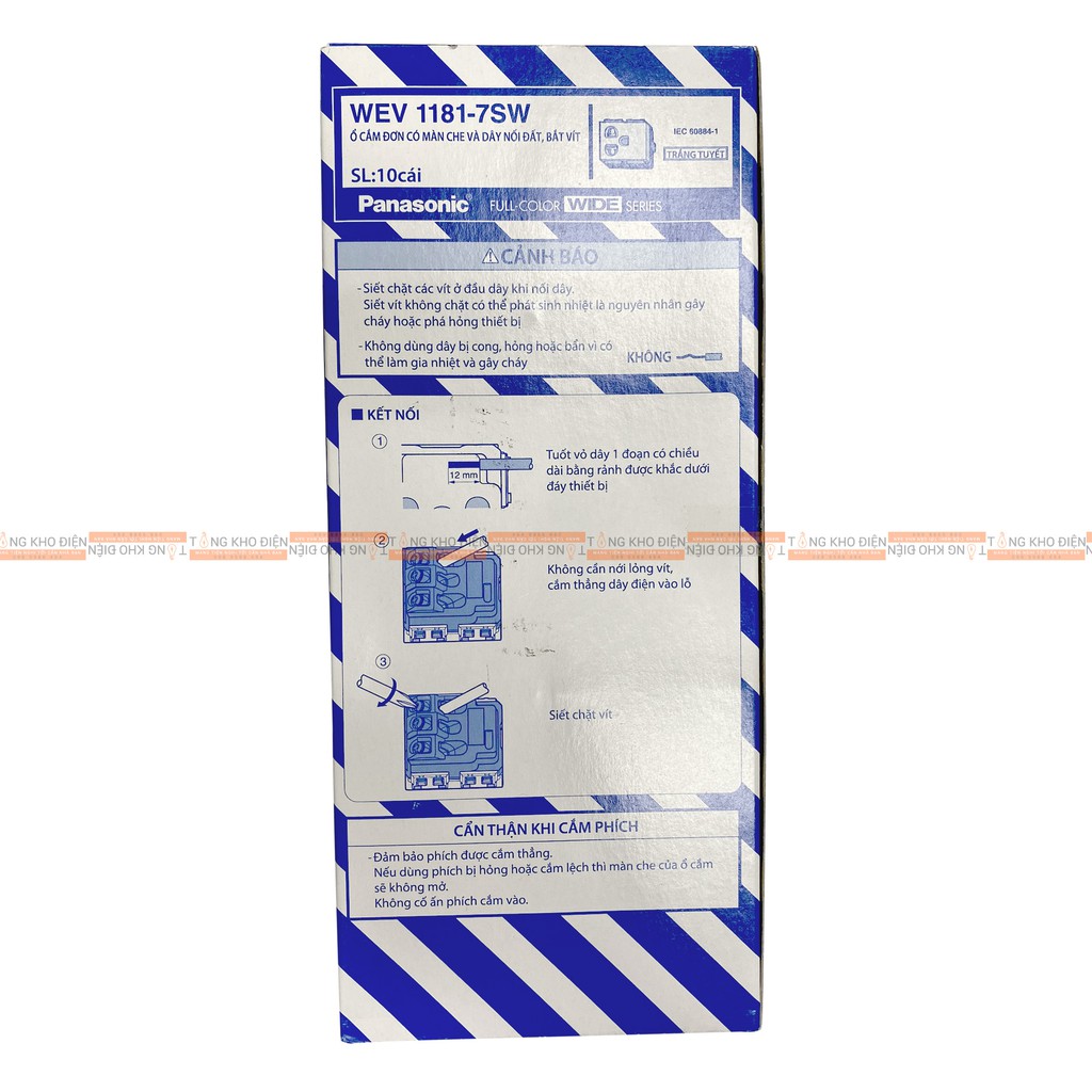 Ổ đơn 3 chấu Panasonic, Có màn che và dây nối đất WEV1181-7SW [Dòng WIDE]