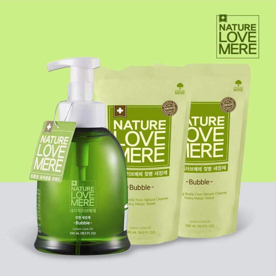 Nước rửa bình sữa tạo bọt hữu cơ Nature Love Mere chai 550ml/ túi 500ml