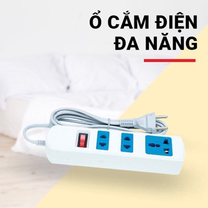 Ổ cắm điện Honjianda 10A Dây 3 mét có công tắc- an toàn chống quá tải