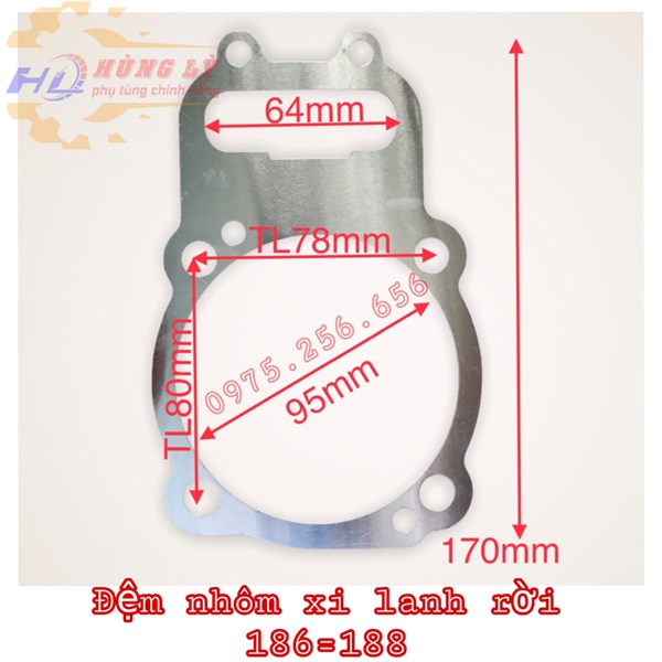 Đệm Nhôm xi lanh rời 186=188 gioăng hơi rời phụ tùng máy cày phụ tùng Hùng Lỳ