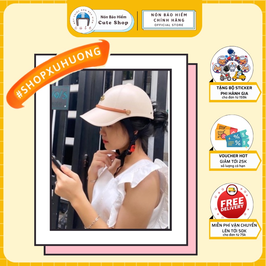 Nón Bảo Hiểm Lưỡi Trai Khoét Lỗ, Nón Bảo Hiểm Lưỡi Trai LV Có Nhiều Màu Sắc Lựa Chọn Chất Liệu Cứng Cáp Cute Shop