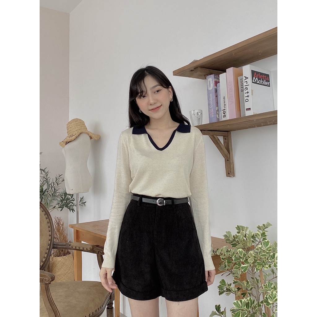 ÁO LEN BE VIỀN CỔ TÍM THAN MẪU DÀI TAY