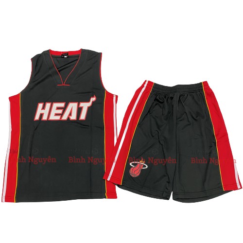 Bộ quần áo bóng rổ NBA Miamia Heat chất đẹp nam nữ thun mè mát thoáng thấm hút mồ hôi không phai màu