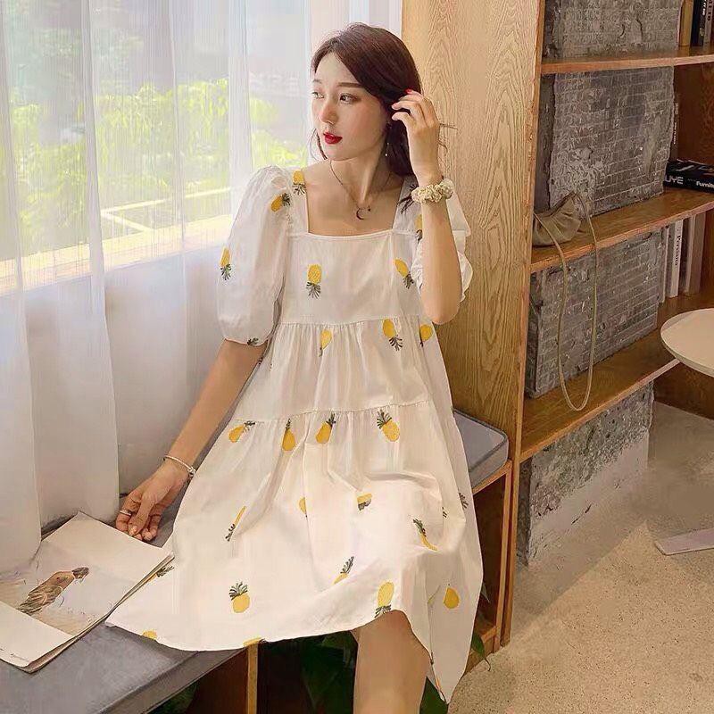 Đầm nơ ngực họa tiết hoa Vintage, ĐẦM HỌA TIẾT NƠ NGỰC