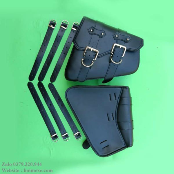 Cặp túi da treo hông xe máy chống nước Retro