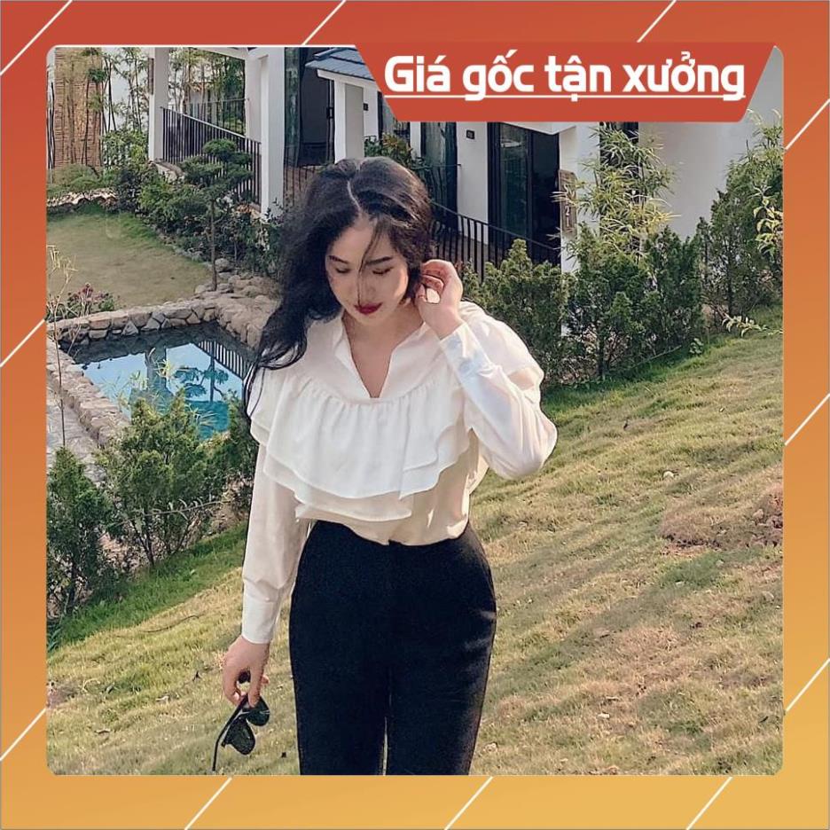 [Hàng Chất Lượng] (HÌNH THẬT) Áo Sơ Mi Bèo Ngực 2 Tầng (TRẮNG) | BigBuy360 - bigbuy360.vn