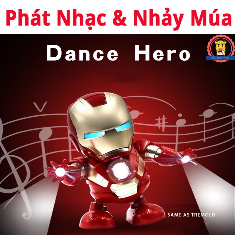 Robot đồ chơi nhảy múa cho bé, siêu anh hùng Ironman người nhiện spiderman phát nhạc cho trẻ em