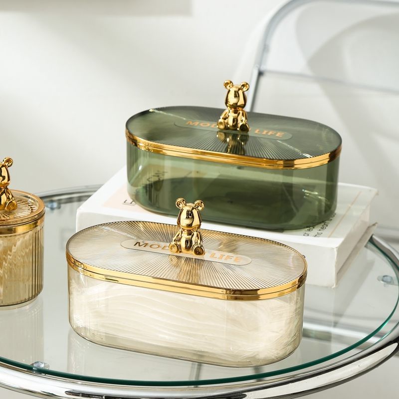 Hộp Đựng Tăm Bông / Mỹ Phẩm Để Bàn Tiện Lợi