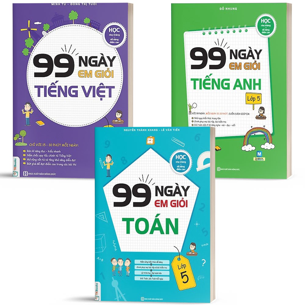 Sách - Combo 99 Ngày Em Giỏi Toán - Tiếng Việt - Tiếng Anh Lớp 5