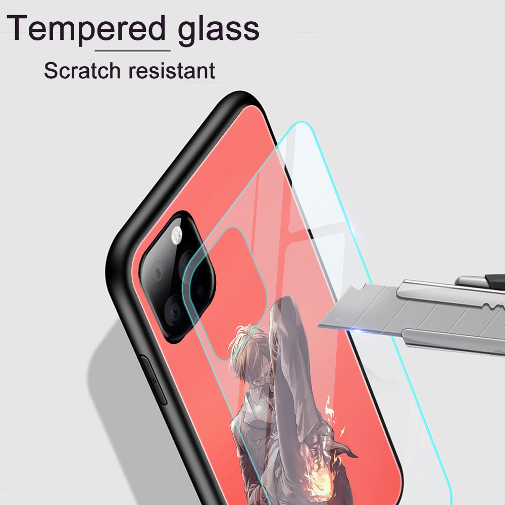 Ốp Điện Thoại Kính Cường Lực In Hình Anime One Piece Cho iPhone 11 12 13 Pro Max iPhone 7 8 Plus SE 2020 X XS