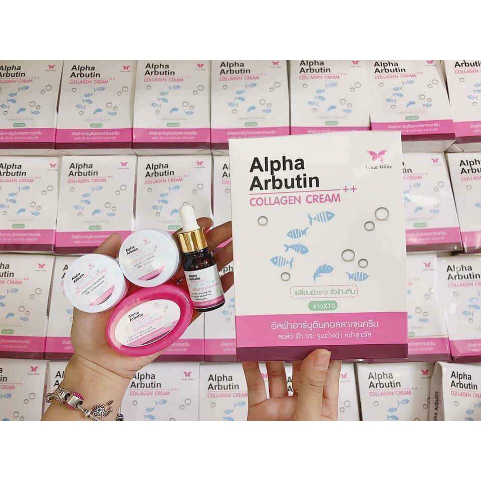 SET DƯỠNG TRẮNG DA " ALPHA ARBUTIN " COLLAGEN CREAM 4IN1