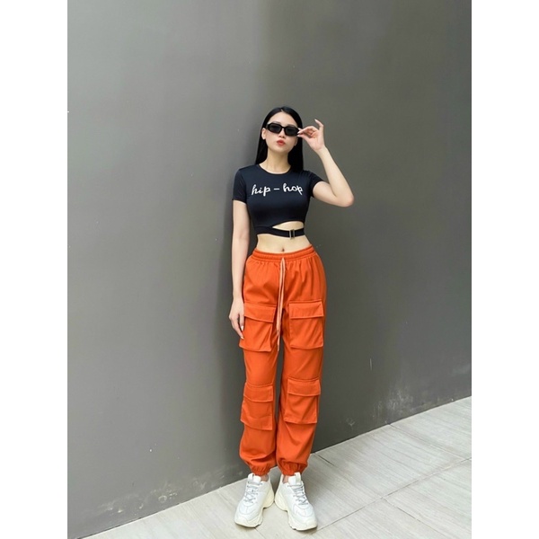Bộ đồ áo croptop quần jogger túi hộp siêu cá tính tập gym, aerobic, dance