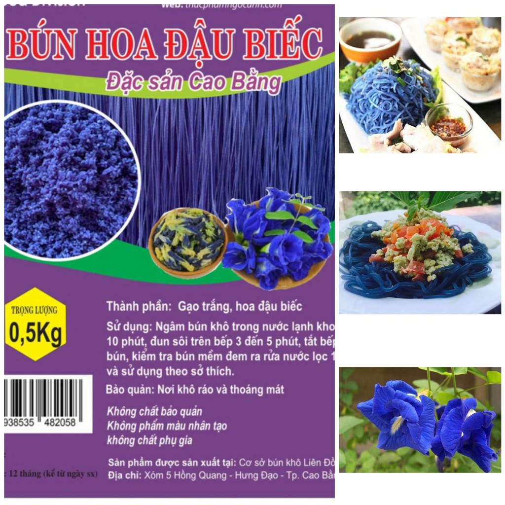 Mì bún hoa đậu biếc siêu ngon đặc sản Cao Bằng eatlean giảm cân gói 500g
