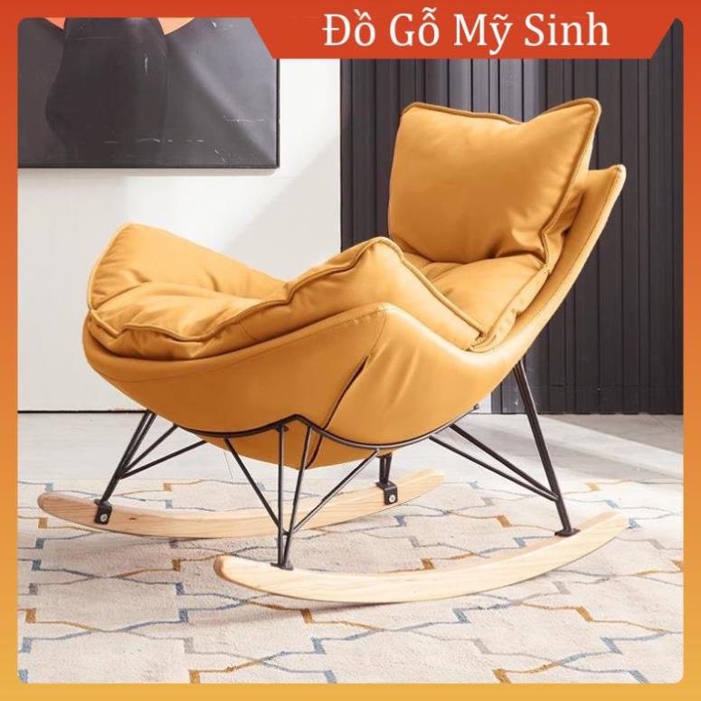 Ghế thư giãn bập bênh tặng kèm đôn để phòng khách ghế ngồi sofa da , Đồ gỗ nội thất gia đình cao câp