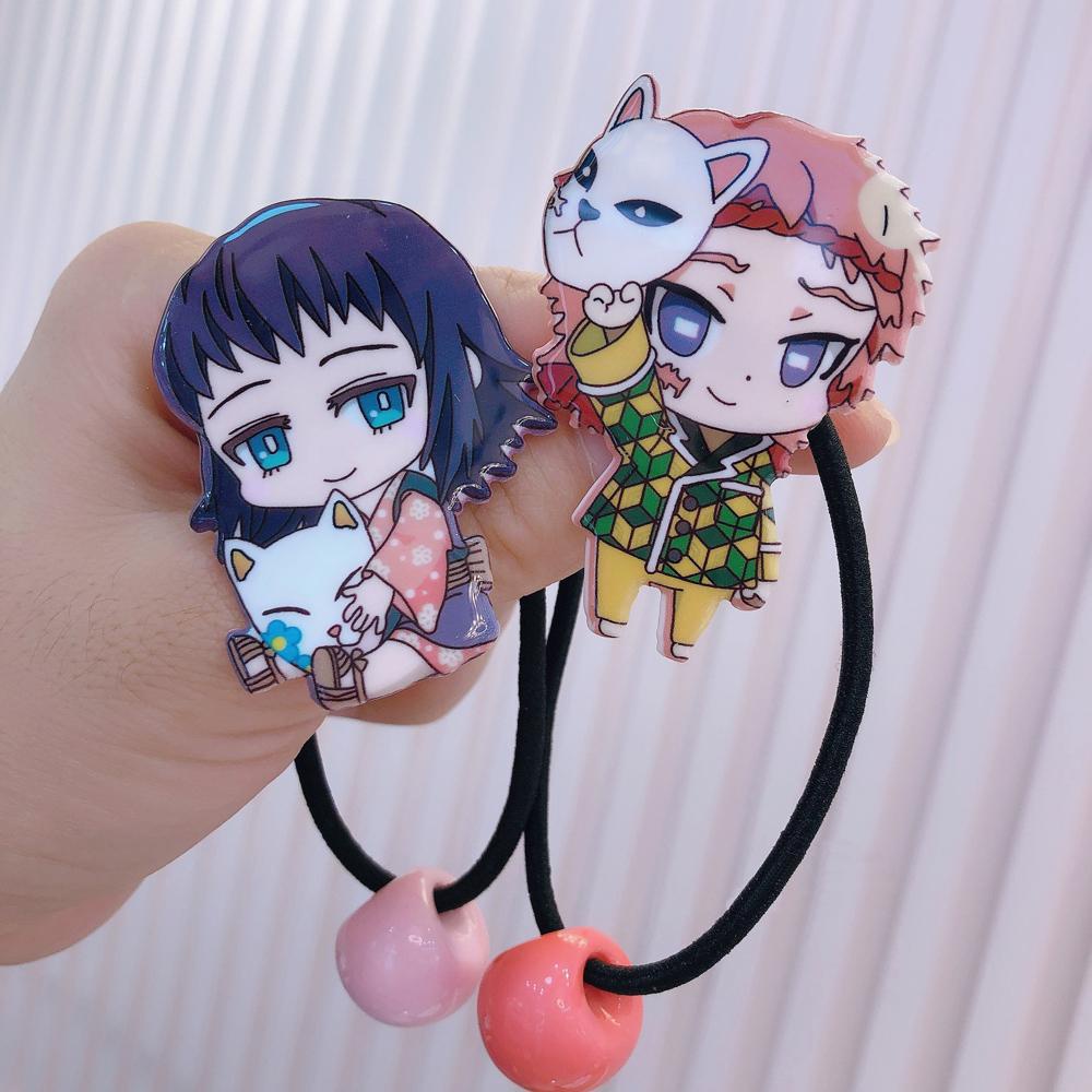 Dây Buộc Tóc Cao Su Acrylic Co Giãn Họa Tiết Demon Slayer Kimetsu No Yaiba Cho Nữ