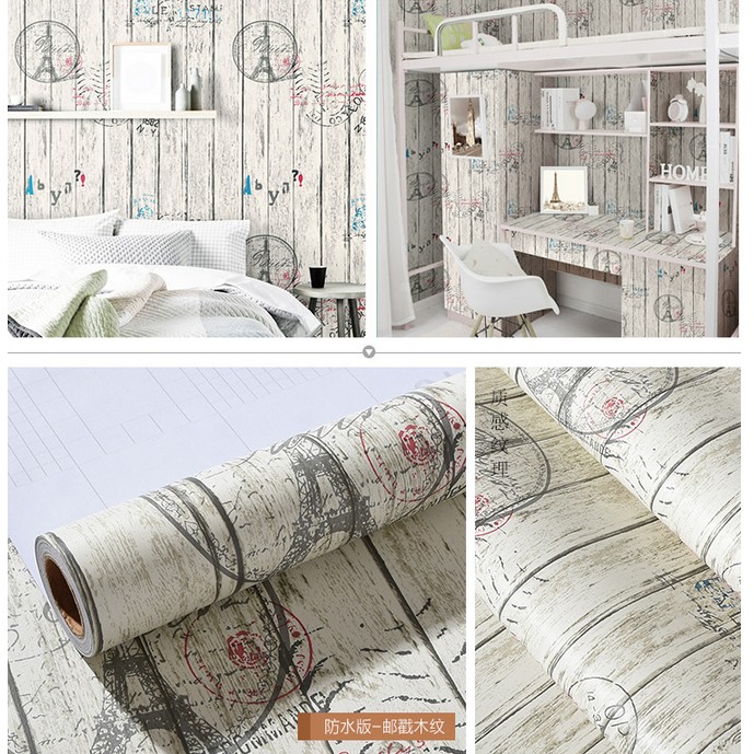 Decal giấy dán tường giả ván phong cách - khổ rộng 60cm | BigBuy360 - bigbuy360.vn