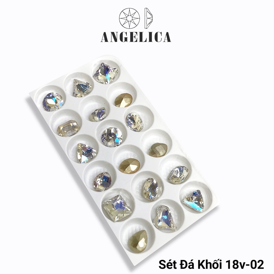 Set Đá Khối Nail Chân Vàng Mix 18 Viên Trang Trí Móng ANGELICA SKM18